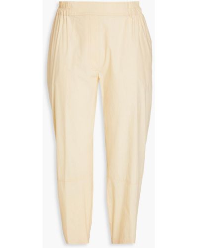 Gentry Portofino Cropped Cotton-poplin Tapered Pants - Natural