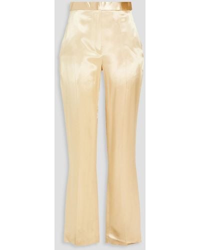Victoria Beckham Satin Straight-leg Trousers - Natural