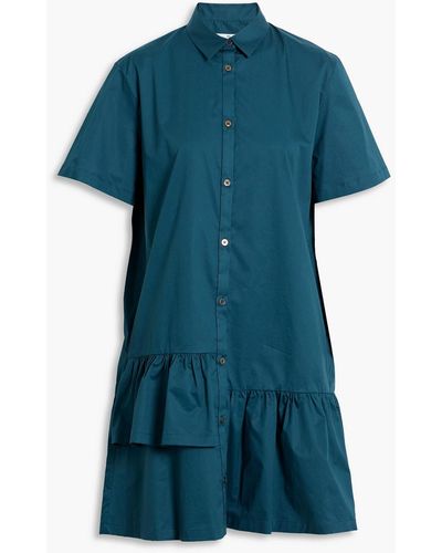 Paul Smith Hemdkleid aus twill aus einer baumwollmischung in minilänge mit raffung - Blau