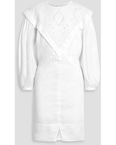Isabel Marant Elysian Guipure Lace-paneled Linen Dress - White