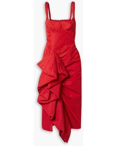 Rosie Assoulin Ruffled Cotton-blend Faille Midi Dress - Red