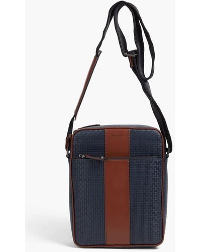 Serapian Two-tone Faux Leather Shoulder Bag - Blue