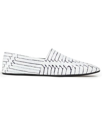 MM6 by Maison Martin Margiela Printed Leather Collapsible-heel Loafers - White