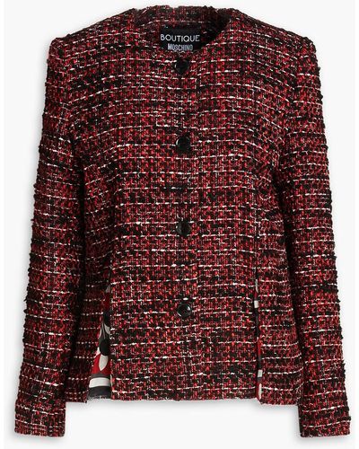 Boutique Moschino Pleated Bouclé-tweed Jacket - Red