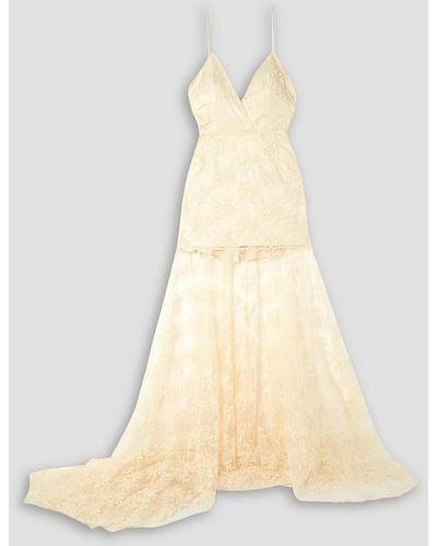 ROTATE BIRGER CHRISTENSEN Miley Cutout Embroidered Lace And Satin Gown - Natural