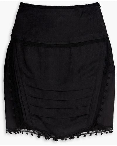 IRO Pompom-embellished Satin-jacquard Mini Skirt - Black