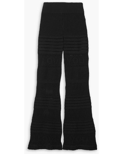 Stella McCartney Crocheted Organic Cotton Flared Trousers - Black