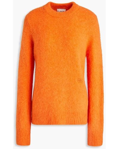 Ganni Long-sleeved Knitted Jumper - Orange