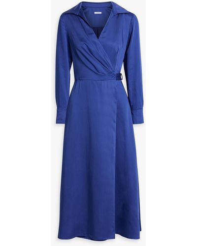 Iris & Ink Florence Lyocell And Cupro-blend Twill Midi Wrap Dress - Blue