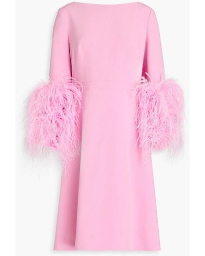 Huishan Zhang Feather-trimmed Crepe Dress - Pink
