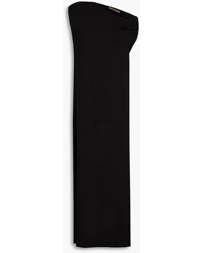 Enza Costa Midikleid aus jersey mit asymmetrischer schulterpartie - Schwarz