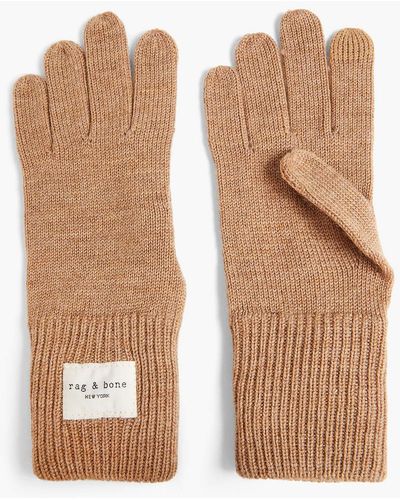 Rag & Bone Addison Ribbed Wool Gloves - Brown