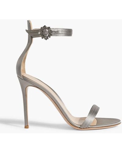 Gianvito Rossi Ava Crystal-embellished Satin Sandals - White