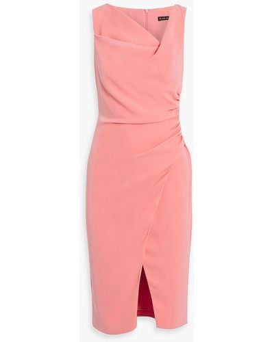 Black Halo Legend Ruched Crepe Midi Dress - Pink