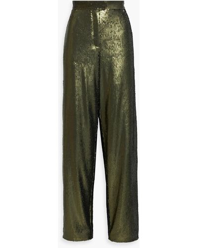 Ronny Kobo Claire Sequined Crepe Wide-leg Pants - Green