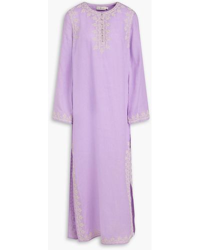 Tory Burch Embroidered Linen Kaftan - Purple