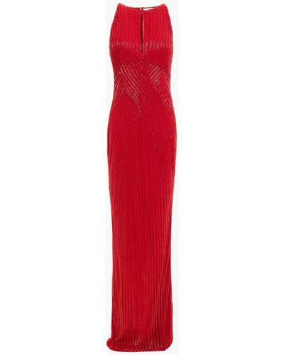 Rachel Gilbert Ainsley Beaded Tulle Gown - Red