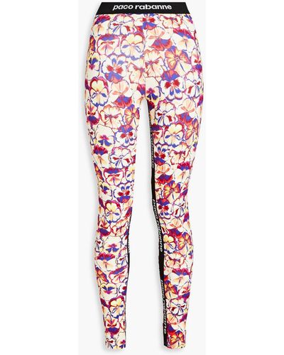 Rabanne Floral-print Stretch-jersey leggings - Red