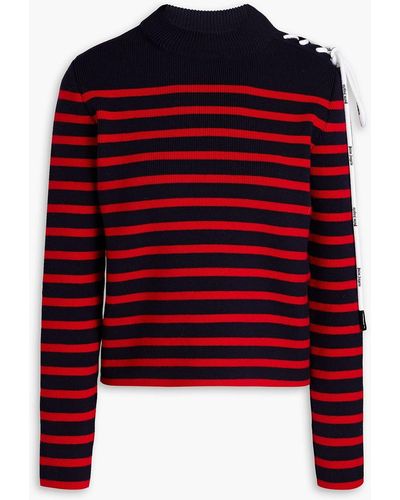 Palm Angels Lace-up Striped Wool-blend Sweater - Red