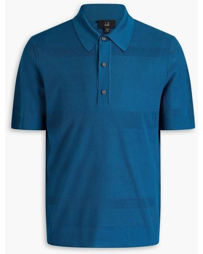 Dunhill Mulberry Silk-jacquard Polo Shirt - Blue
