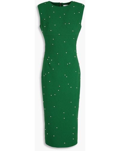 Rachel Gilbert Vivi Crystal-embellished Crepe Midi Dress - Green