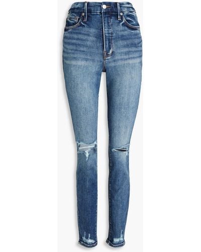 GOOD AMERICAN Good Waist Distressed High-rise Skinny Jeans - Blue