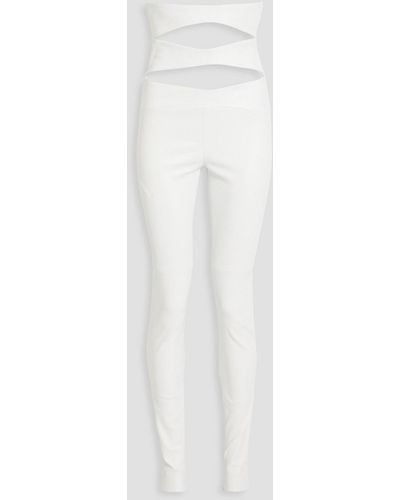 Monot Cutout Leather Skinny Pants - White