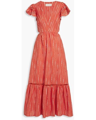 Sachin & Babi Georgia Cutout Striped Cotton-gauze Midi Dress - Red