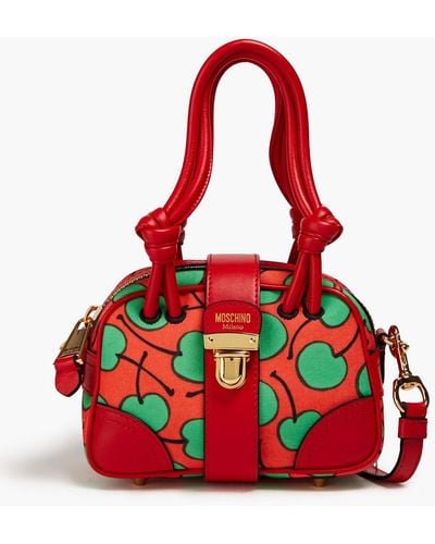 Moschino Leather-trimmed Printed Canvas Tote - Red