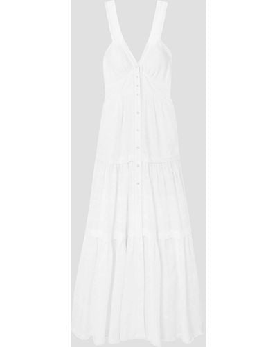 Temperley London Beaux Tie-back Pintucked Swiss-dot Cotton Maxi Dress - White
