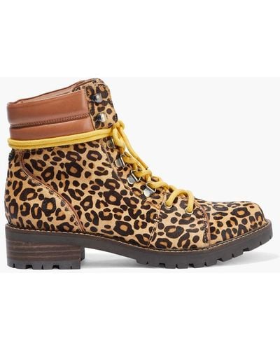 Sam Edelman Tamia Leather-trimmed Leopard-print Calf Hair Ankle Boots - Brown