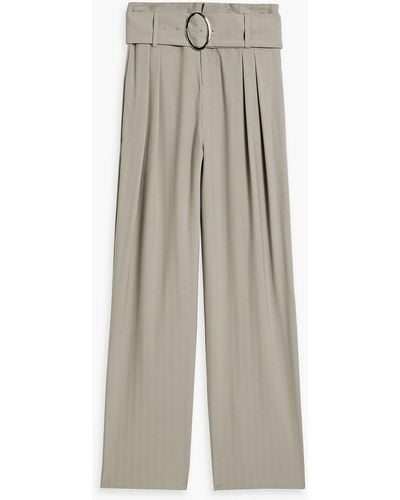 IRO Orida Belted Herringbone Jacquard Wide-leg Trousers - Grey