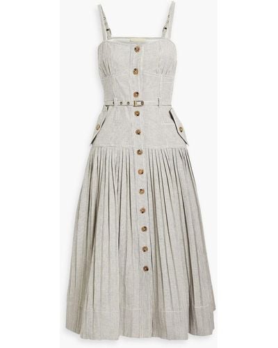 Ulla Johnson Cleo Pleated Striped Cotton Dress - White