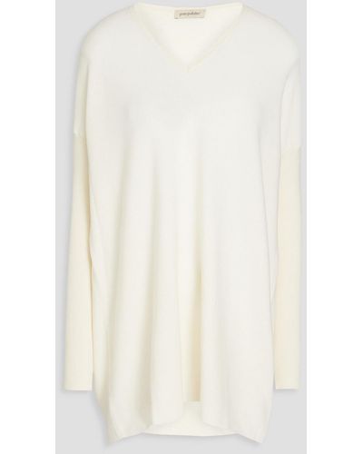 Gentry Portofino Panelled Ribbed Cotton And Cashmere-blend Sweater - White