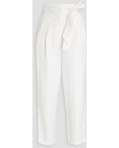 Piece of White Michelle Pleated Linen-blend Tapered Trousers - White