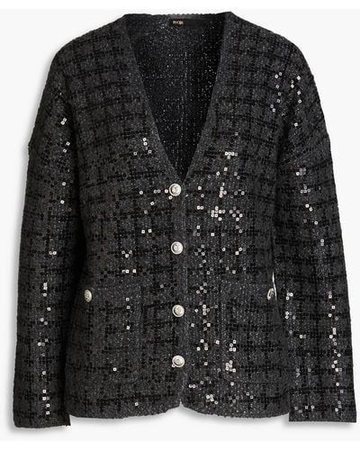 Maje Monaly Sequin-embellished Tweed Cardigan - Black