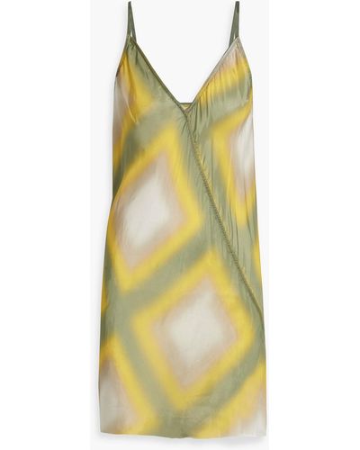Rick Owens Printed Cupro Mini Slip Dress - Yellow