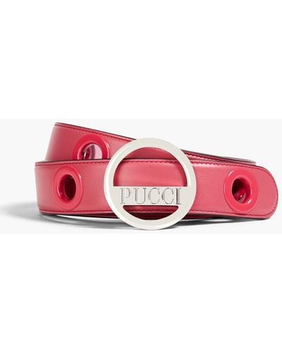Emilio Pucci Eyelet-embellished Leather Belt - Red