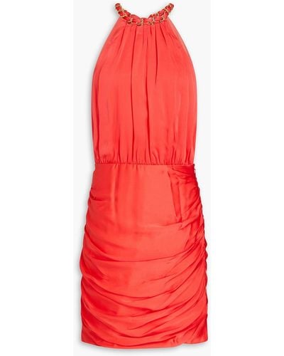 Veronica Beard Kalita Ruched Silk-blend Satin Dress - Red