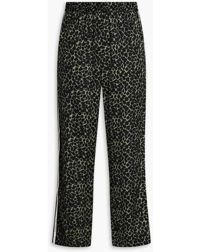 Love Stories Weekend Leopard-print Satin Pyjama Pants - Black