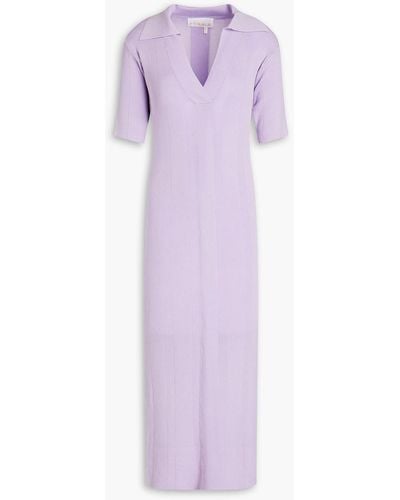 REMAIN Birger Christensen Joy Ribbed-knit Midi Dress - Purple