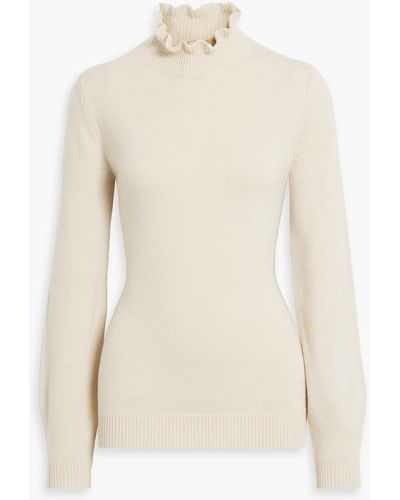 James Purdey & Sons Ruffle-trimmed Cashmere Turtleneck Sweater - White