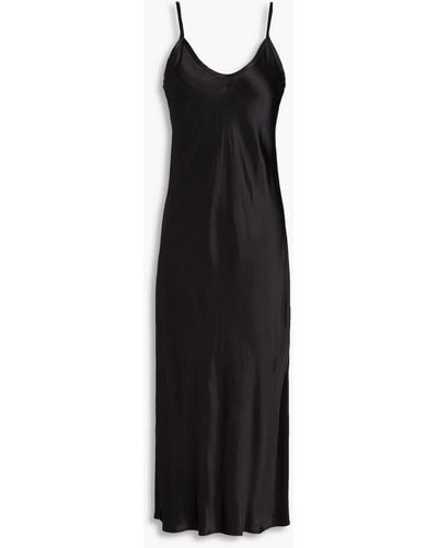 Enza Costa Satin Midi Slip Dress - Black