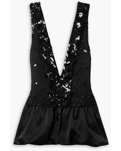 16Arlington Salina Sequin-embellished Tulle And Satin Mini Dress - Black