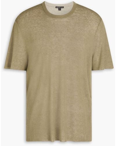 James Perse T-shirt aus einer leinenmischung - Grün