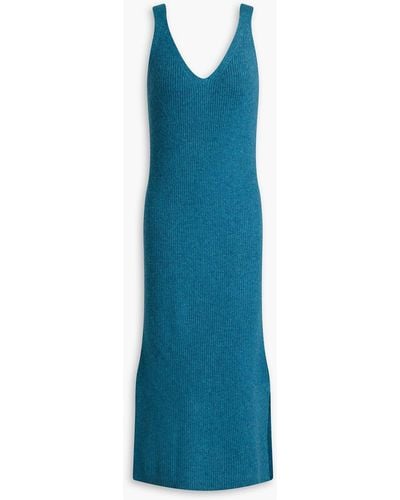 NAADAM Ribbed Cashmere Midi Dress - Blue