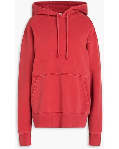 JW Anderson Embroide Cotton-fleece Hoodie - Red