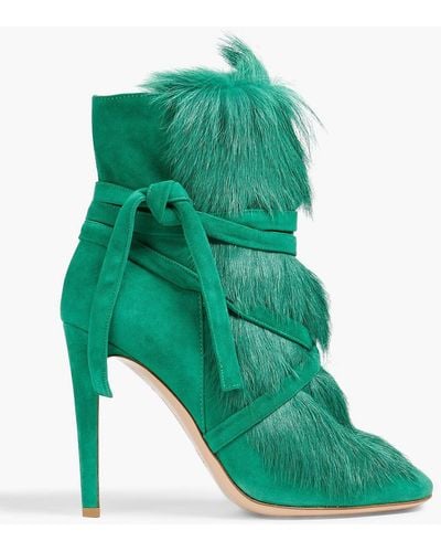 Gianvito Rossi Moritz Shearling-trimmed Suede Ankle Boots - Green