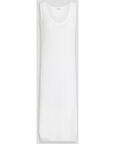 Brunello Cucinelli Midikleid aus einer baumwollmischung in pointelle-strick mit pailletten - Weiß