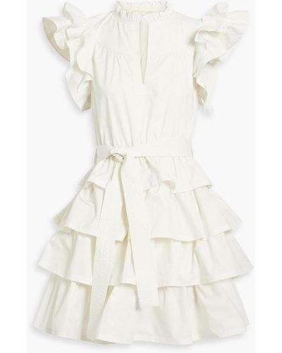 Ulla Johnson Lulua minikleid aus baumwollpopeline mit rüschen - Weiß